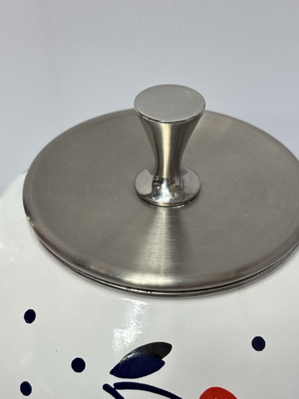 Kate Spade Cherry Polka Dot Tea Kettle White Enamel On Steel Decorative -As Is! - Picture 2 of 16